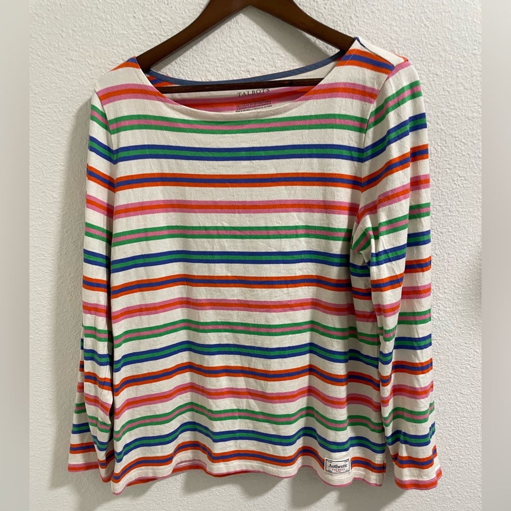 Talbots Colorful Striped Long Sleeve Top